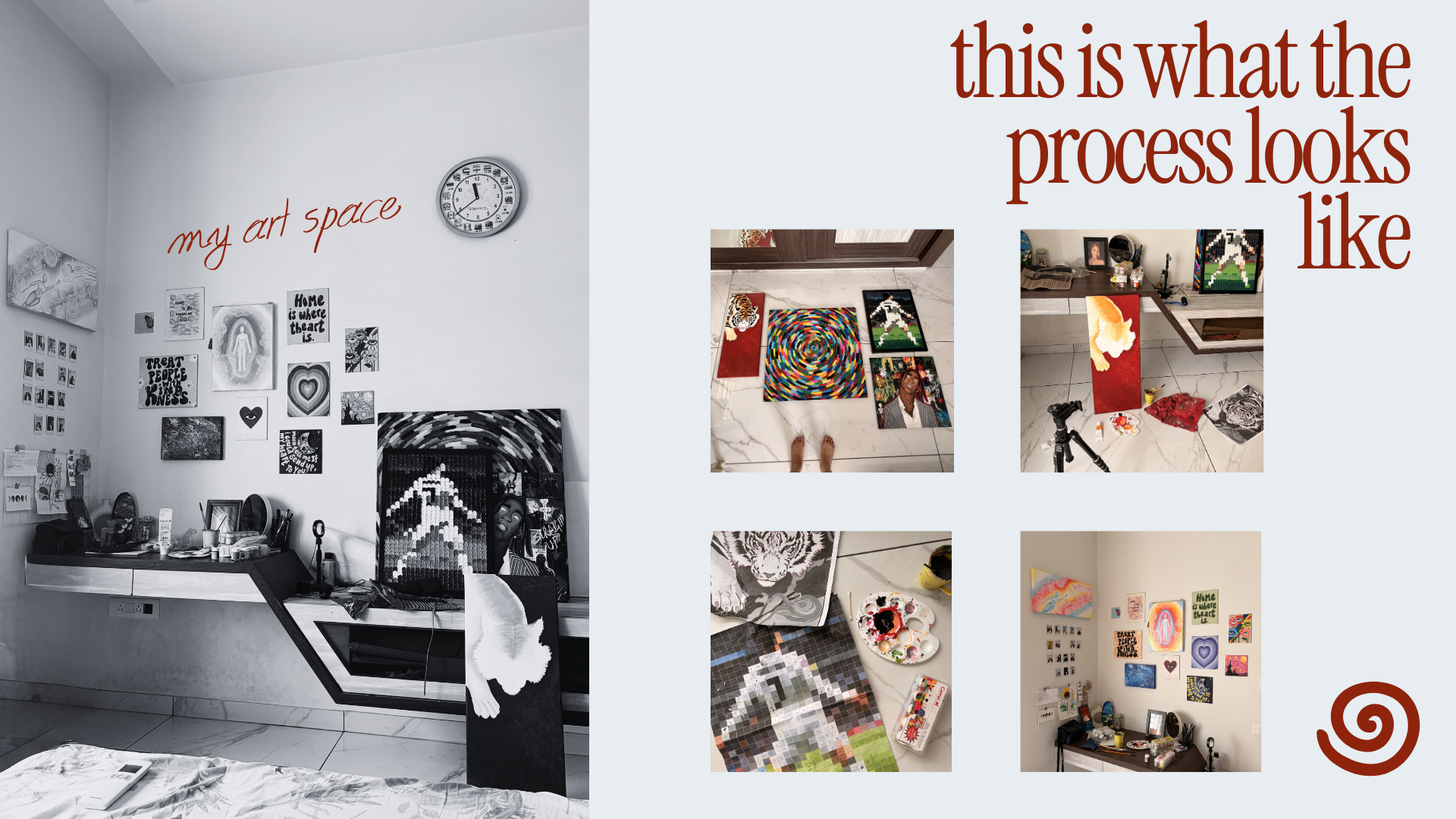 This is what the process looks like — art space and process photos
